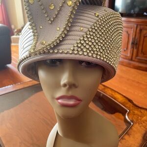 Elegant Women's Hat with Gold Accents